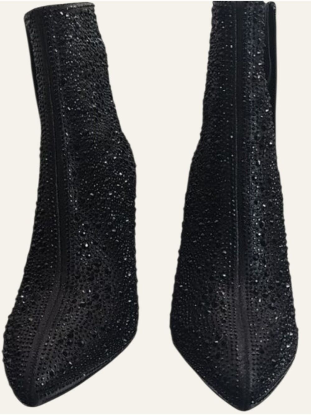 Top Moda Black Rhinestone Ankle Booties 6.5 NWT Pointed Toe Block Heel